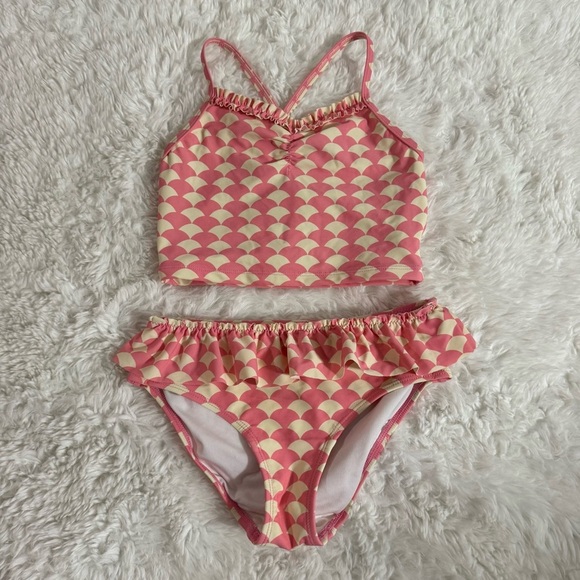 Hanna Andersson Pink and Cream Scallop Bikini Size EU 130 - Picture 2 of 5